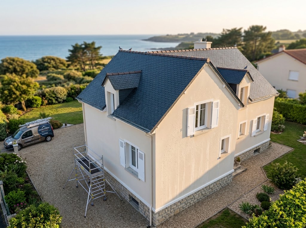 Maison vendéenne du littoral avec façade restaurée et protégée par un traitement hydrofuge à effet perlant