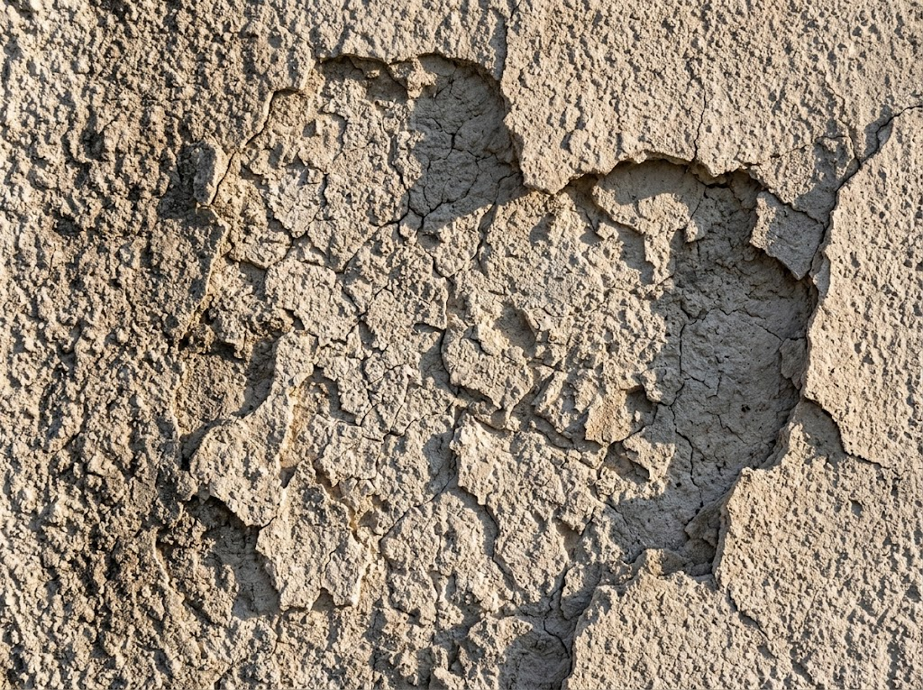 Crépi de façade éclaté et fissuré après un nettoyage haute pression mal maîtrisé